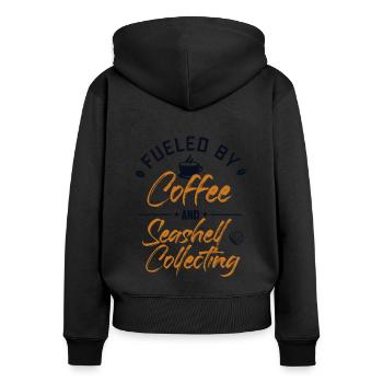 Alimenté par le café et les coquillages Collecte de coquillages - Sweat à capuche zippé Premium bio Femme - noir - Dos - Julia (174cm)