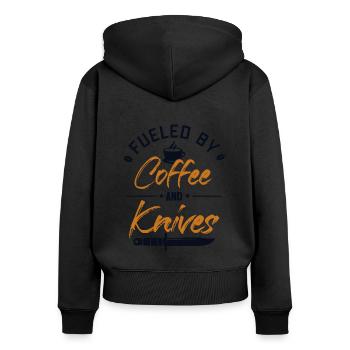 Fueled by Coffee and Knives Butcher Knife Knife - Women's Premium Organic Zip Hoodie - black - Back - Julia (174cm)