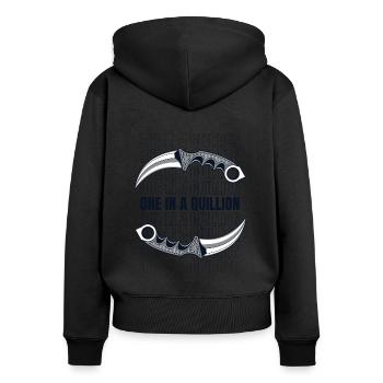 Un dans un Quillion couteau de boucher couteau de collection - Sweat à capuche zippé Premium bio Femme - noir - Dos - Julia (174cm)