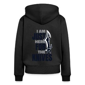 Nur hier für das Messer Restoration Lover Knife - Frauen Premium Bio Zip Hoodie - Schwarz - Hinten - Julia (174cm)