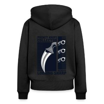 Immer scharf aussehendes Metzgermesser Liebhaber Messer - Frauen Premium Bio Zip Hoodie - Schwarz - Hinten - Julia (174cm)