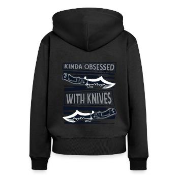 Irgendwie besessen von Messern Metzgermesser Messer - Frauen Premium Bio Zip Hoodie - Schwarz - Hinten - Julia (174cm)