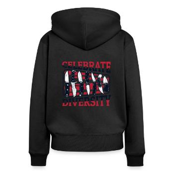 Celebrate Diversity Restoration Collectible Knife - Women's Premium Organic Zip Hoodie - black - Back - Julia (174cm)