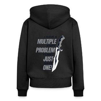 Habe mehrere Messer Problem Metzgermesser Messer - Frauen Premium Bio Zip Hoodie - Schwarz - Hinten - Julia (174cm)