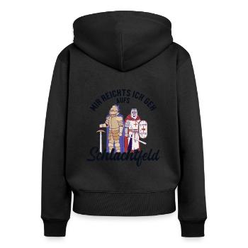 Mir reichts ich geh aufs Schlachtfeld LARPing - Frauen Premium Bio Zip Hoodie - Schwarz - Hinten - Julia (174cm)