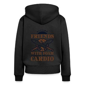 Freunde mit Schaum zu schlagen ist mein Cardio-LARPing - Frauen Premium Bio Zip Hoodie - Schwarz - Hinten - Julia (174cm)