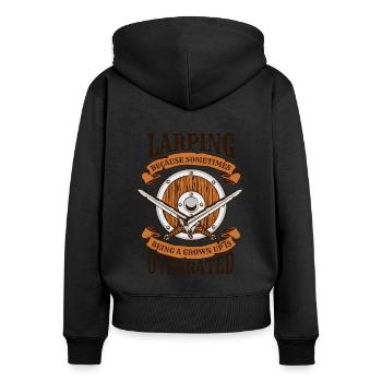 Erwachsen zu sein ist überbewertet LARPing Waffen - Frauen Premium Bio Zip Hoodie - Schwarz - Hinten - Julia (174cm)