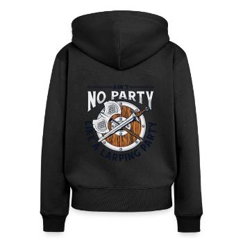 Keine Party ist wie eine Larping-Party LARPing Armor - Frauen Premium Bio Zip Hoodie - Schwarz - Hinten - Julia (174cm)