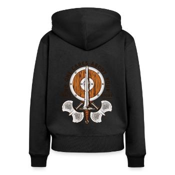 Personne ne se soucie de votre histoire Armes de GN - Sweat à capuche zippé Premium bio Femme - noir - Dos - Julia (174cm)