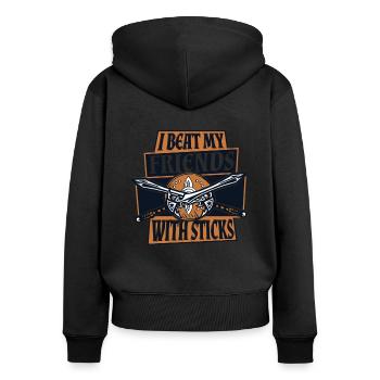 Ich schlage meine Freunde mit Stöcken, LARPing Rüstung - Frauen Premium Bio Zip Hoodie - Schwarz - Hinten - Julia (174cm)