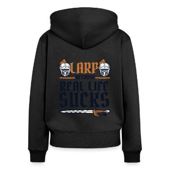 LARP Because Real Life Sucks LARPing Weapons - Women's Premium Organic Zip Hoodie - black - Back - Julia (174cm)