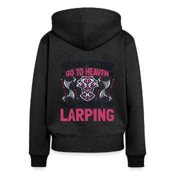 Bad Girls Go Larping LARPing Armor Weapons - Women's Premium Organic Zip Hoodie - black - Back - Julia (174cm)
