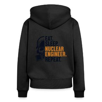 Manger Dormir Nucléaire Ingénieur Répéter l’énergie Nucléaire - Sweat à capuche zippé Premium bio Femme - noir - Dos - Julia (174cm)