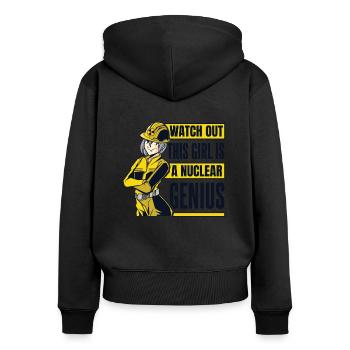 This Girl Is A Nuclear Genuis Energy Nuclear - Women's Premium Organic Zip Hoodie - black - Back - Julia (174cm)