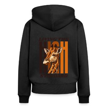 Vivre les giraffidés africains de haut niveau - Sweat à capuche zippé Premium bio Femme - noir - Dos - Julia (174cm)