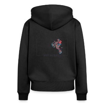 Michelangelo Kreation von Adam Motocross Supermoto - Frauen Premium Bio Zip Hoodie - Schwarz - Hinten - Julia (174cm)