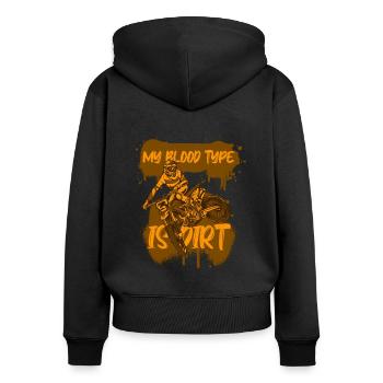 Mon groupe sanguin est Dirt Motorcycle Racing Supermoto - Sweat à capuche zippé Premium bio Femme - noir - Dos - Julia (174cm)