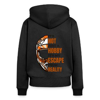 C’est mon évasion de la réalité de la course Supermoto - Sweat à capuche zippé Premium bio Femme - noir - Dos - Julia (174cm)