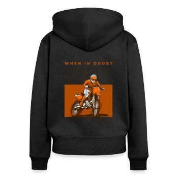 Im Zweifelsfall Gas geben Supermoto - Frauen Premium Bio Zip Hoodie - Schwarz - Hinten - Julia (174cm)