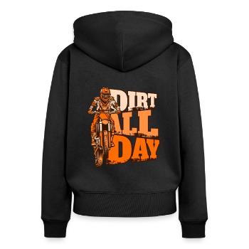 Dirt All Day Racing Supermoto Motorradfahrer - Frauen Premium Bio Zip Hoodie - Schwarz - Hinten - Julia (174cm)