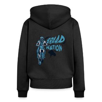 Braap Nation Motorcycle Racing Supermoto Riders - Women's Premium Organic Zip Hoodie - black - Back - Julia (174cm)