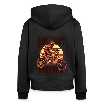 Dirt Don't Hurt Motorcycle Racing Supermoto - Women's Premium Organic Zip Hoodie - black - Back - Julia (174cm)