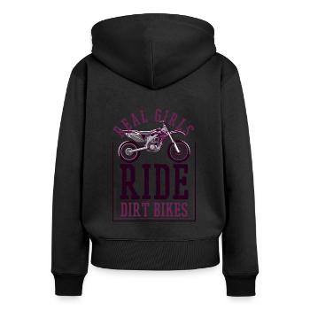 Echte Mädchen fahren Dirtbikes Supermoto Motorrad - Frauen Premium Bio Zip Hoodie - Schwarz - Hinten - Julia (174cm)