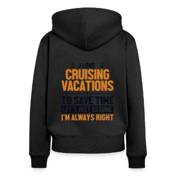 Vacances en croisière Supposons que j’ai raison Croisière - Sweat à capuche zippé Premium bio Femme - noir - Dos - Julia (174cm)