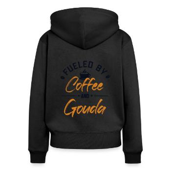 Alimenté par le café et le gouda Maker Queso Lover - Sweat à capuche zippé Premium bio Femme - noir - Dos - Julia (174cm)