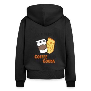 Le café et mon gouda Maker Queso Cheesemonger - Sweat à capuche zippé Premium bio Femme - noir - Dos - Julia (174cm)