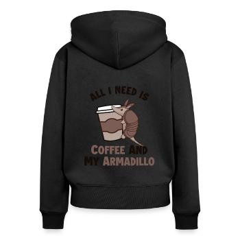 Le café et mon tatou Fée rose Cingulata - Sweat à capuche zippé Premium bio Femme - noir - Dos - Julia (174cm)