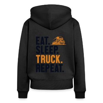 Eat Sleep Truck Repeat Trucker Truckie Legends - Women's Premium Organic Zip Hoodie - black - Back - Julia (174cm)