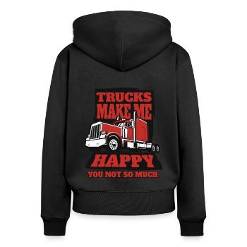 LKWs machen mich glücklich Trucker-Legenden Truckie - Frauen Premium Bio Zip Hoodie - Schwarz - Hinten - Julia (174cm)
