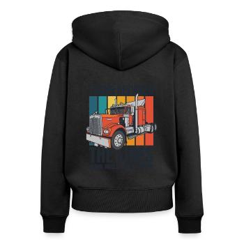 Leben zwischen den Zeilen Trucker Legends Lover - Frauen Premium Bio Zip Hoodie - Schwarz - Hinten - Julia (174cm)