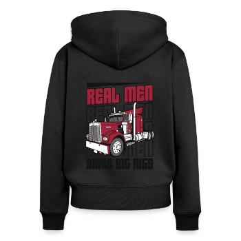 Echte Männer fahren große Lastwagen Trucker Legenden Truckie - Frauen Premium Bio Zip Hoodie - Schwarz - Hinten - Julia (174cm)