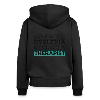 Thérapeute en dyslexie Thérapeute en dyslexie et en apraxie - Sweat à capuche zippé Premium bio Femme - noir - Dos - Julia (174cm)