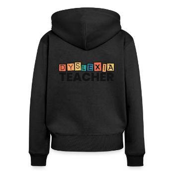 Professeur de dyslexie Thérapeute en dyslexie Apraxie - Sweat à capuche zippé Premium bio Femme - noir - Dos - Julia (174cm)