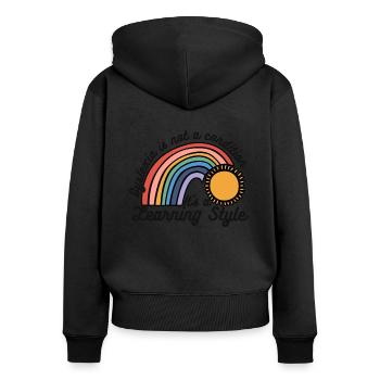 La dyslexie n’est pas une condition, c’est un style d’apprentissage - Sweat à capuche zippé Premium bio Femme - noir - Dos - Julia (174cm)