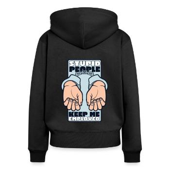 Dumme Leute halten mich angestellt Strafvollzugsbeamter - Frauen Premium Bio Zip Hoodie - Schwarz - Hinten - Julia (174cm)