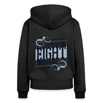 Ich bin acht Stunden am Tag im Gefängnis. Korrekturen - Frauen Premium Bio Zip Hoodie - Schwarz - Hinten - Julia (174cm)
