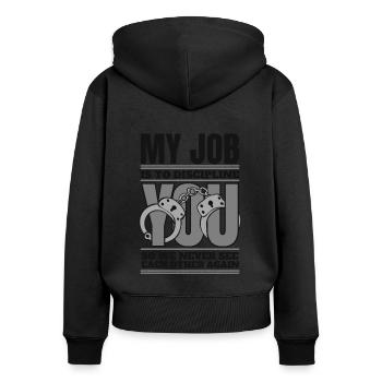 Meine Aufgabe ist es, dich Gefängniswärter zu disziplinieren - Frauen Premium Bio Zip Hoodie - Schwarz - Hinten - Julia (174cm)