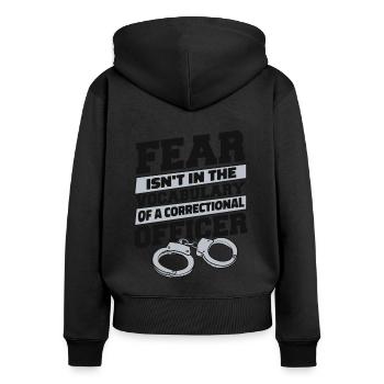 La peur n’est pas dans le vocabulaire de la garde de prison - Sweat à capuche zippé Premium bio Femme - noir - Dos - Julia (174cm)