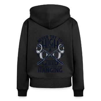Versuchen Sie niemals, einem Gefängniswärter Korrekturen abzuklatschen - Frauen Premium Bio Zip Hoodie - Schwarz - Hinten - Julia (174cm)
