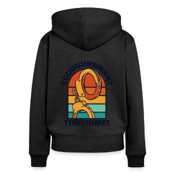 Garde de prison Retro Count Time - Sweat à capuche zippé Premium bio Femme - noir - Dos - Julia (174cm)