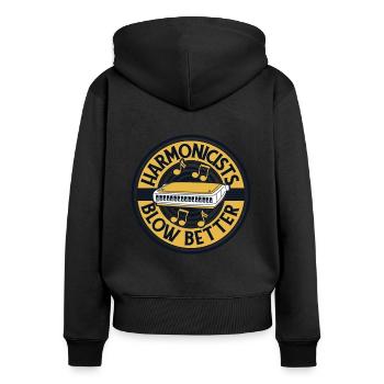 Harmonicists Blow Better Mouth Harp Harmonist - Women's Premium Organic Zip Hoodie - black - Back - Julia (174cm)