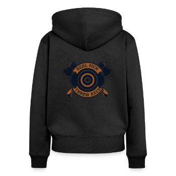 De vrais hommes lancent des haches Hache de compétition de lancer de hache - Sweat à capuche zippé Premium bio Femme - noir - Dos - Julia (174cm)