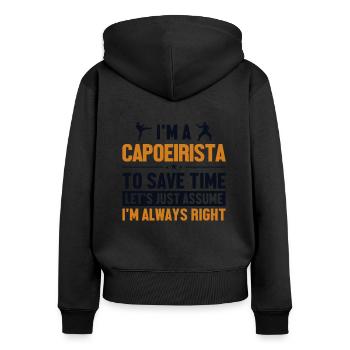 Capoeirista Nehmen wir an, ich habe Recht Ginga-Tanz - Frauen Premium Bio Zip Hoodie - Schwarz - Hinten - Julia (174cm)
