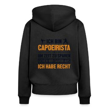 Capoeirista hat immer Recht Ginga Capoeirista - Frauen Premium Bio Zip Hoodie - Schwarz - Hinten - Julia (174cm)
