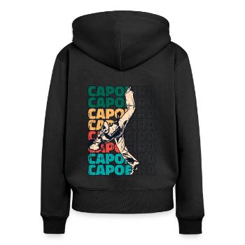 Texte Capoeira Rétro Ginga Capoeirista Danse - Sweat à capuche zippé Premium bio Femme - noir - Dos - Julia (174cm)