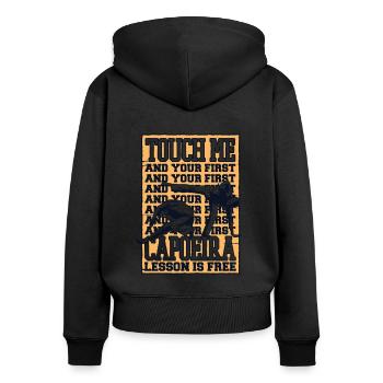 Touch Me et votre première leçon de capoeira est gratuite - Sweat à capuche zippé Premium bio Femme - noir - Dos - Julia (174cm)